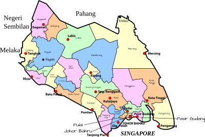 Parliamentary map of Johor, Malaysia clipart