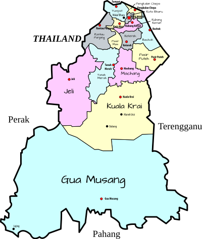 Parliamentary map of Kelantan, Malaysia clipart