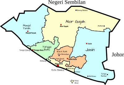 Parliamentary map of Malacca, Malaysia clipart