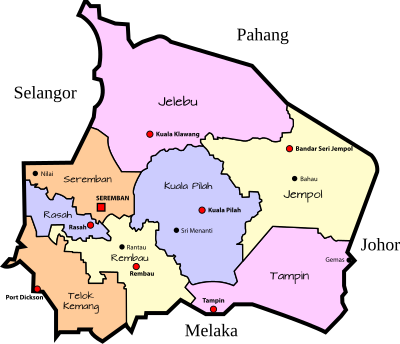 Parliamentary map of Negeri Sembilan, Malaysia clipart