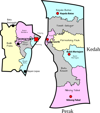Parliamentary map of Penang, Malaysia clipart