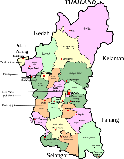 Parliamentary map of Perak, Malaysia clipart
