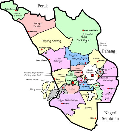 Parliamentary map of Selangor, Malaysia clipart