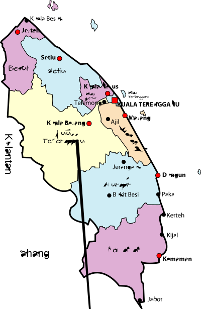 Parliamentary map of Terengganu, Malaysia clipart