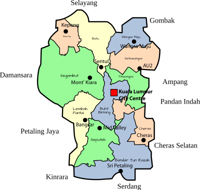 Parliamentary map of the Federal Territory of Kuala Lumpur, Malaysia clipart