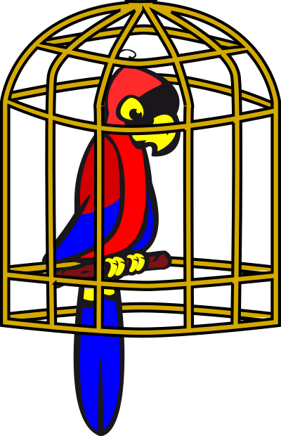 Parrot in a cage clipart