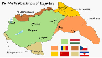 Partition of the Kingdom of Hungary after WW2, 1945. clipart