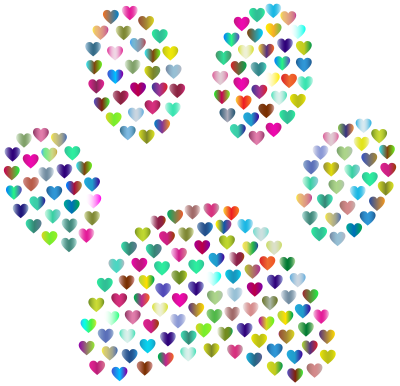 Paw Print Hearts Polyprismatic clipart
