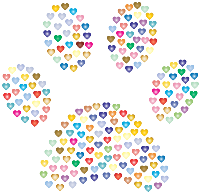 Paw Print Hearts Prismatic 2 clipart