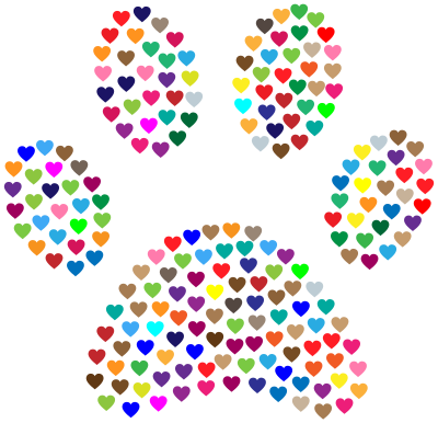 Paw Print Hearts Prismatic clipart