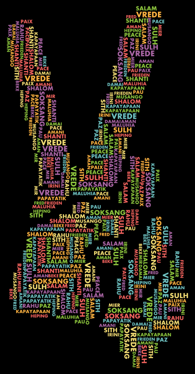 Peace Hand Sign Smoothed Word Cloud clipart