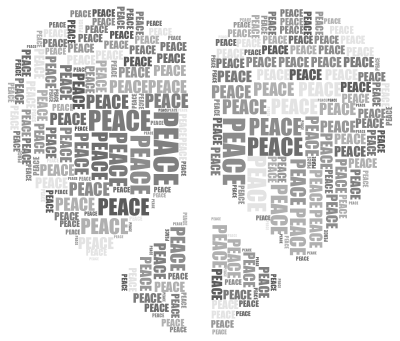 Peace Heart Mark III Word Cloud Grayscale clipart
