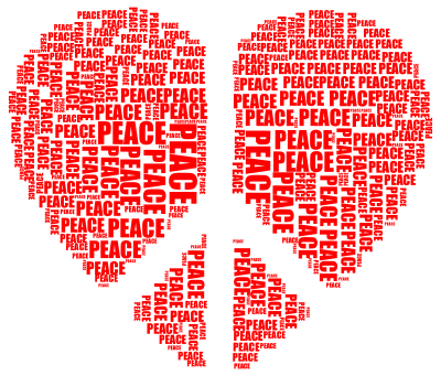 Peace Heart Mark III Word Cloud Red clipart