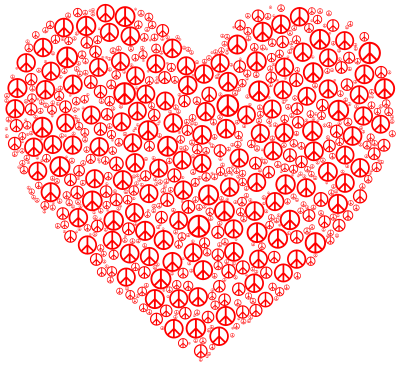 Peace Sign Heart Red clipart