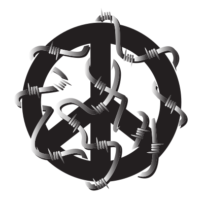 Peace sign with barbwire clipart