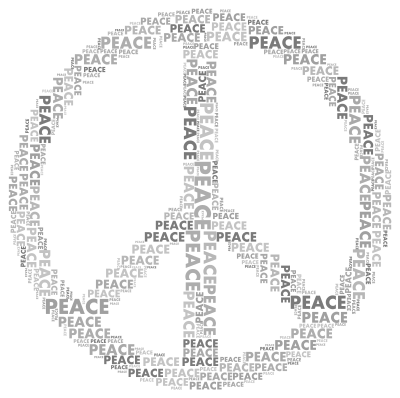 Peace Sign Word Cloud Grayscale clipart