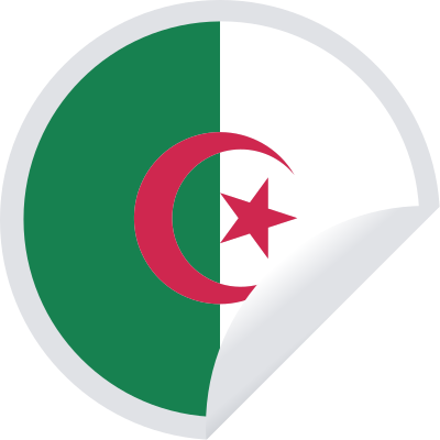 Peeling sticker Algerian flag clipart