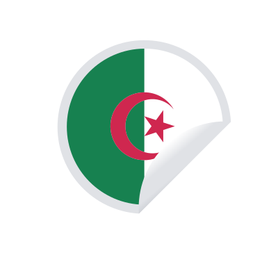 Peeling sticker with Algerian flag clipart
