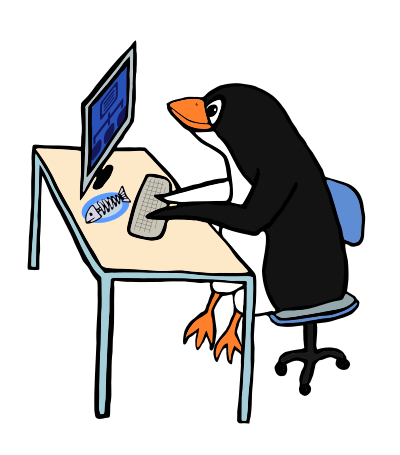 Penguin desk computer clipart