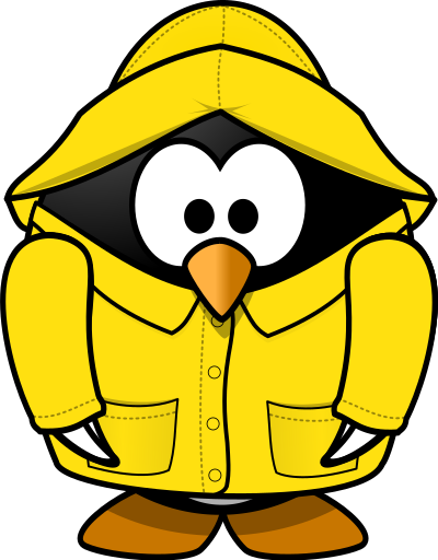 Penguin in the rain clipart