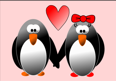 Penguin in the spring clipart