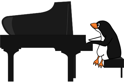 Penguin Playing Piano clipart