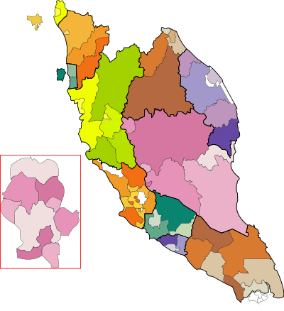 Peninsular Malaysia map, coloured clipart