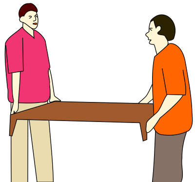People are moving a table. clipart
