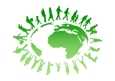 People Circling Around The Earth clipart