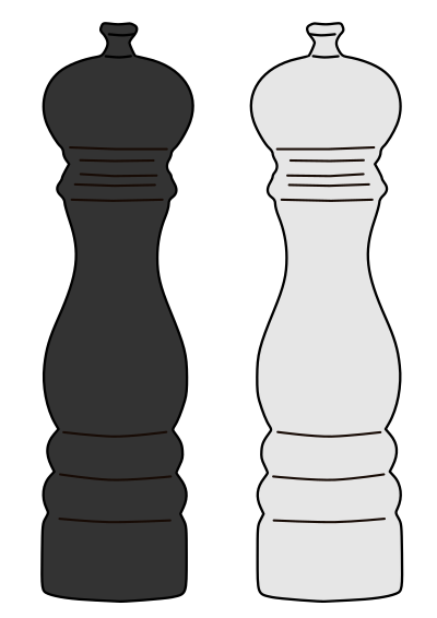 Pepper mill and salt mill outlines only clipart