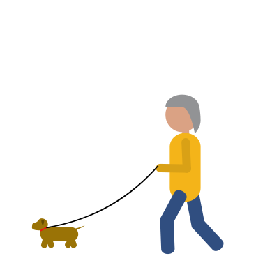 Person walking a dog clipart