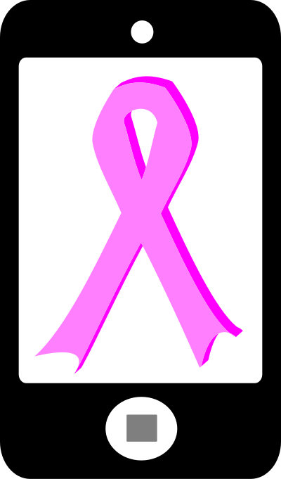 Phone with pink ribbon clipart
