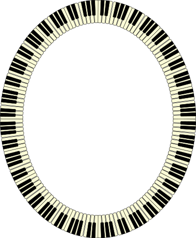 Piano keys frame (ellipse) clipart