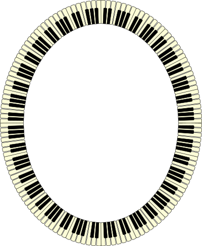 Piano keys frame (ellipse, inverted) clipart