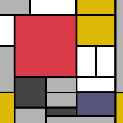 Piet Mondriaan - Composition with Large Red Plane, Yellow, Black, Grey and Blue with 60 columns grid clipart