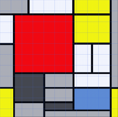 Piet Mondriaan - Composition with Large Red Plane, Yellow, Black, Grey and Blue with grid clipart