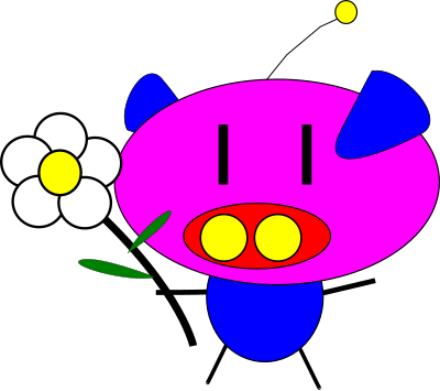 Pig pig with flower clipart