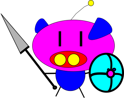 Pig pig with spear and shield clipart