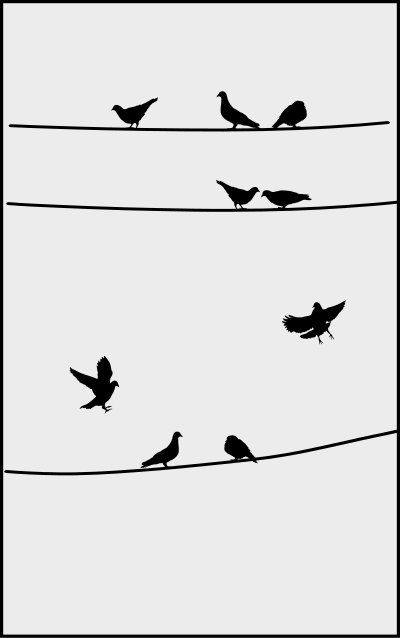 Pigeons on wires clipart