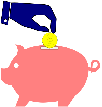 Piggybank Hand + Coin clipart