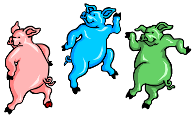 Pigs frolicking clipart