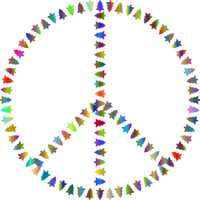 Pine Christmas Tree Peace Sign Polyprismatic clipart