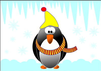 Pinguin in the winter clipart