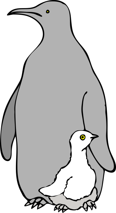 Pinguino col piccolo clipart