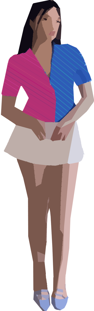 Pink and Blue Lady clipart