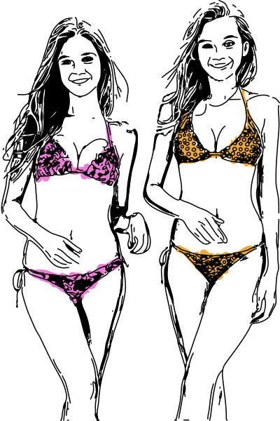 Pink and Yellow Bikinis clipart