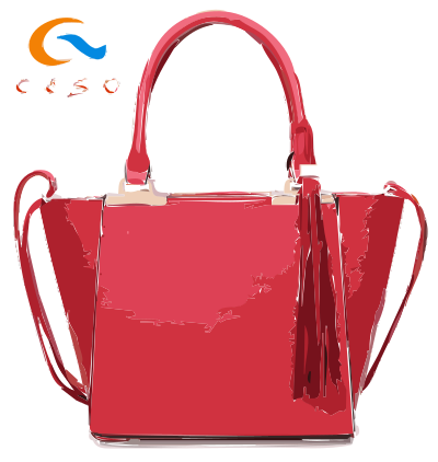 Pink Bag with Tassles and Logo clipart