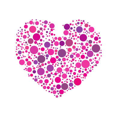 Pink dots heart silhouette clipart