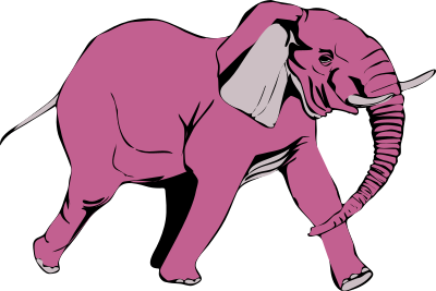 Pink elephant on the rampage clipart