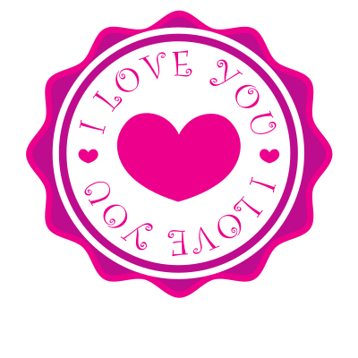 Pink sticker with text I love you clipart